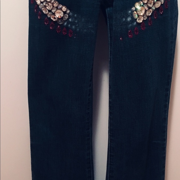 Swarovski Crystal Adorned Jeans 25-26. Soft flare - Picture 3 of 8